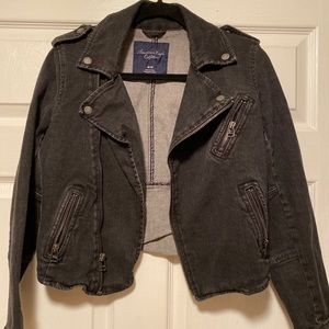 AE Black denim Moto jacket. Size M.
